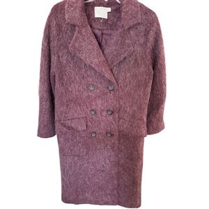 Women's ASOS wool mohair blend double-breasted coat burgundy/plum size‎ 6 NWOT